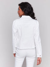 Load image into Gallery viewer, Charlie b Twill Jean Jacket with Frayed Edges