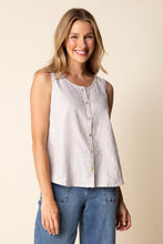 Load image into Gallery viewer, Habitat Sleeveles Top with Button Down Front and Pleat in the Back