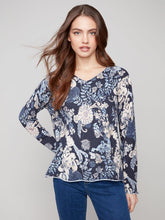 Load image into Gallery viewer, Charlie b Printed V Neck Sweater