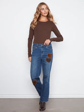 Load image into Gallery viewer, Charlie b Straight Leg Pants with Corduroy and Leopard Patches