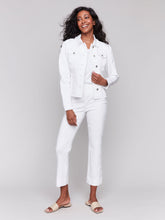 Load image into Gallery viewer, Charlie b Twill Jean Jacket with Frayed Edges