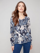 Load image into Gallery viewer, Charlie b Printed V Neck Sweater