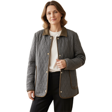 Load image into Gallery viewer, Diamond Quilted Jacket with Contrast Collar and Edges.