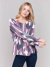 Load image into Gallery viewer, Charlie b Printed V Neck Sweater