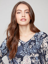 Load image into Gallery viewer, Charlie b Printed V Neck Sweater