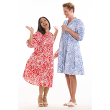 Load image into Gallery viewer, Polynesian Print Dress with Balloon Sleeves and Pockets