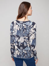 Load image into Gallery viewer, Charlie b Printed V Neck Sweater
