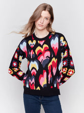 Load image into Gallery viewer, Charlie b Jaquard Print Sweater with Crochet Sleeves