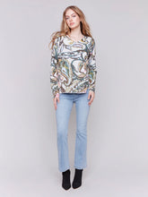 Load image into Gallery viewer, Charlie b Printed V-Neck Sweater
