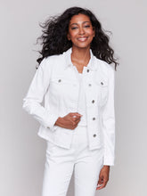 Load image into Gallery viewer, Charlie b Twill Jean Jacket with Frayed Edges