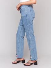 Load image into Gallery viewer, Charlie b Front Slit Embroidered Jean