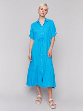 Load image into Gallery viewer, Charlie b Short Sleeve Buttoned Front Long Woven Dress
