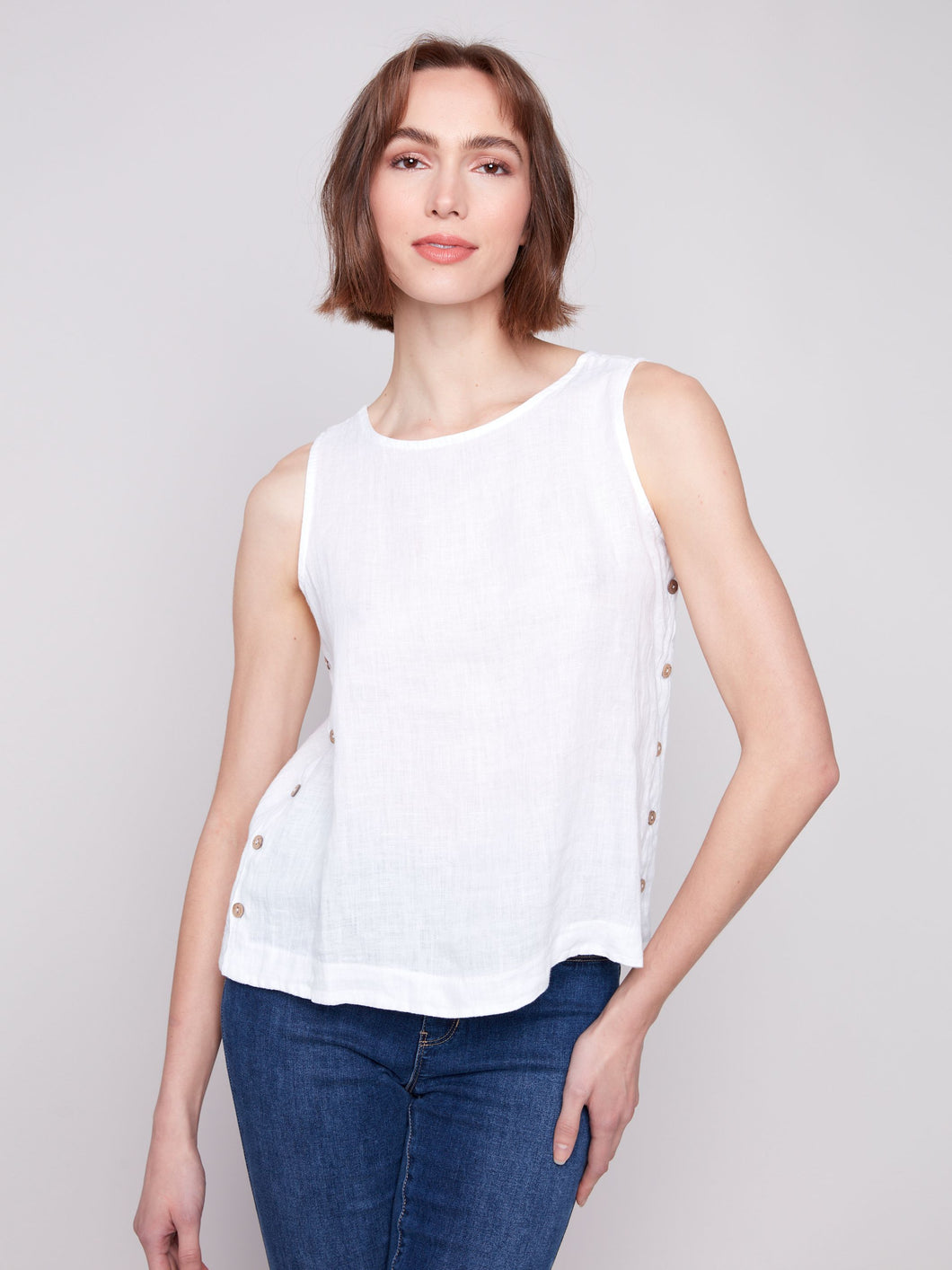 Charlie b Side Button Linen Tank Top