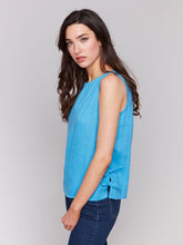 Load image into Gallery viewer, Charlie b Sleeveless Linen Top with Side Ties
