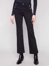 Load image into Gallery viewer, Charlie b Flare Leg Coloured Twill Pants with Buttons at Side Pocket
