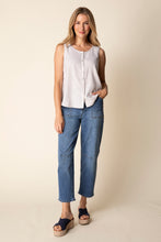 Load image into Gallery viewer, Habitat Sleeveles Top with Button Down Front and Pleat in the Back
