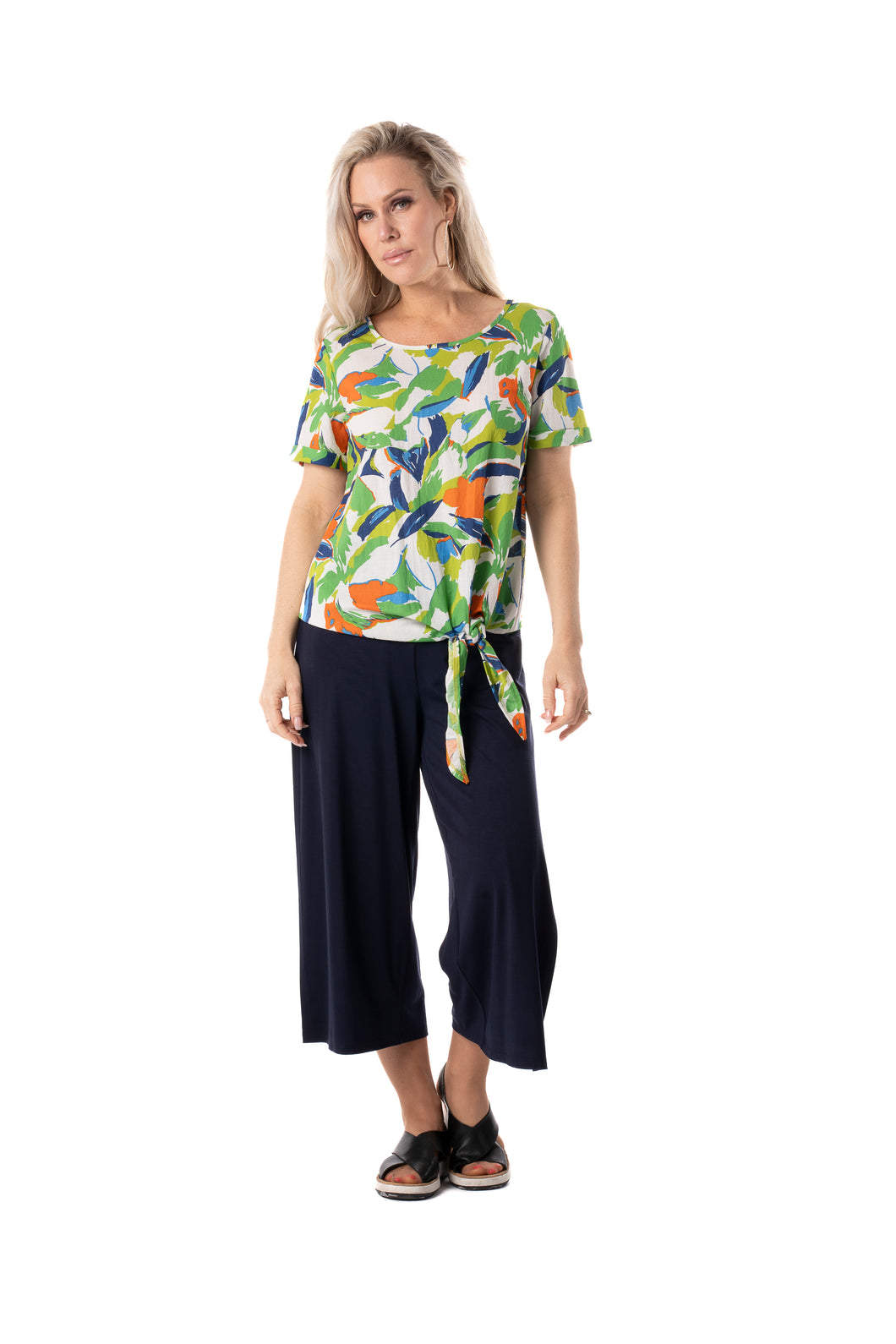 Pure Essence Short Sleeve Top with Front Tie