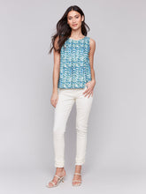 Load image into Gallery viewer, Charlie b Printed Sleeveless Linen Top with Slit
