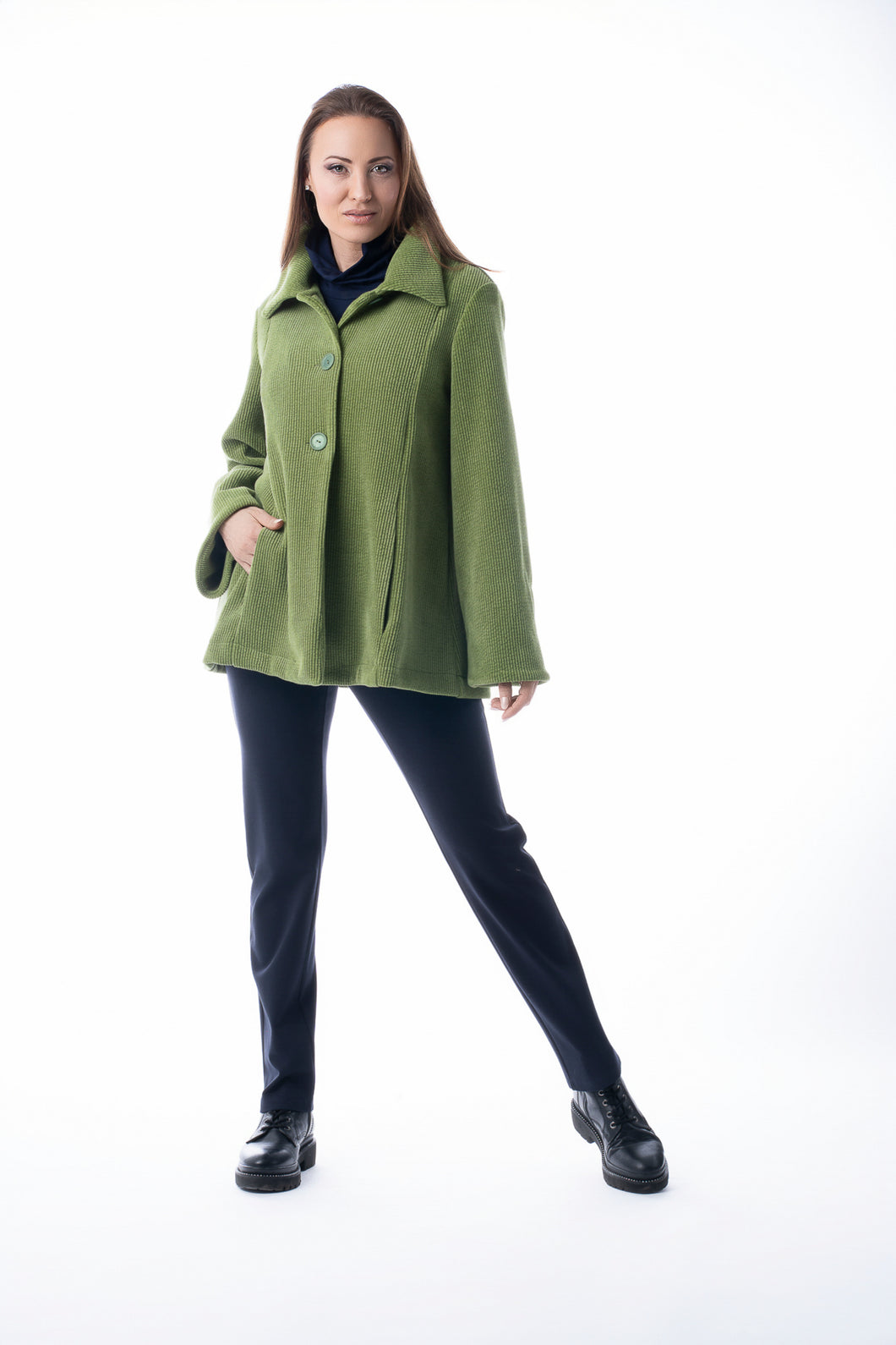 Pure Essence Corduroy Jacket with Peter Pan Collar