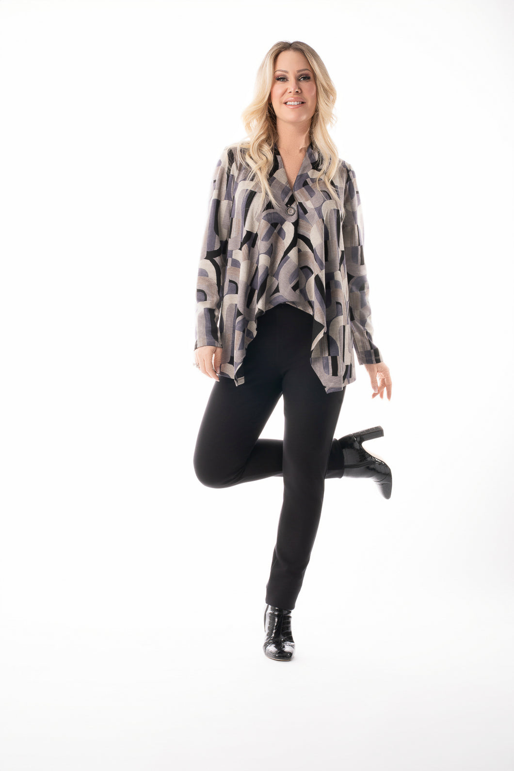 Pure Essense Assymetric Jacket with One Button Closure