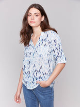 Load image into Gallery viewer, Charlie b Cotton Gauze Half Button Blouse
