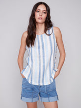 Load image into Gallery viewer, Charlie b  PrintedSide Button Linen Tank Top
