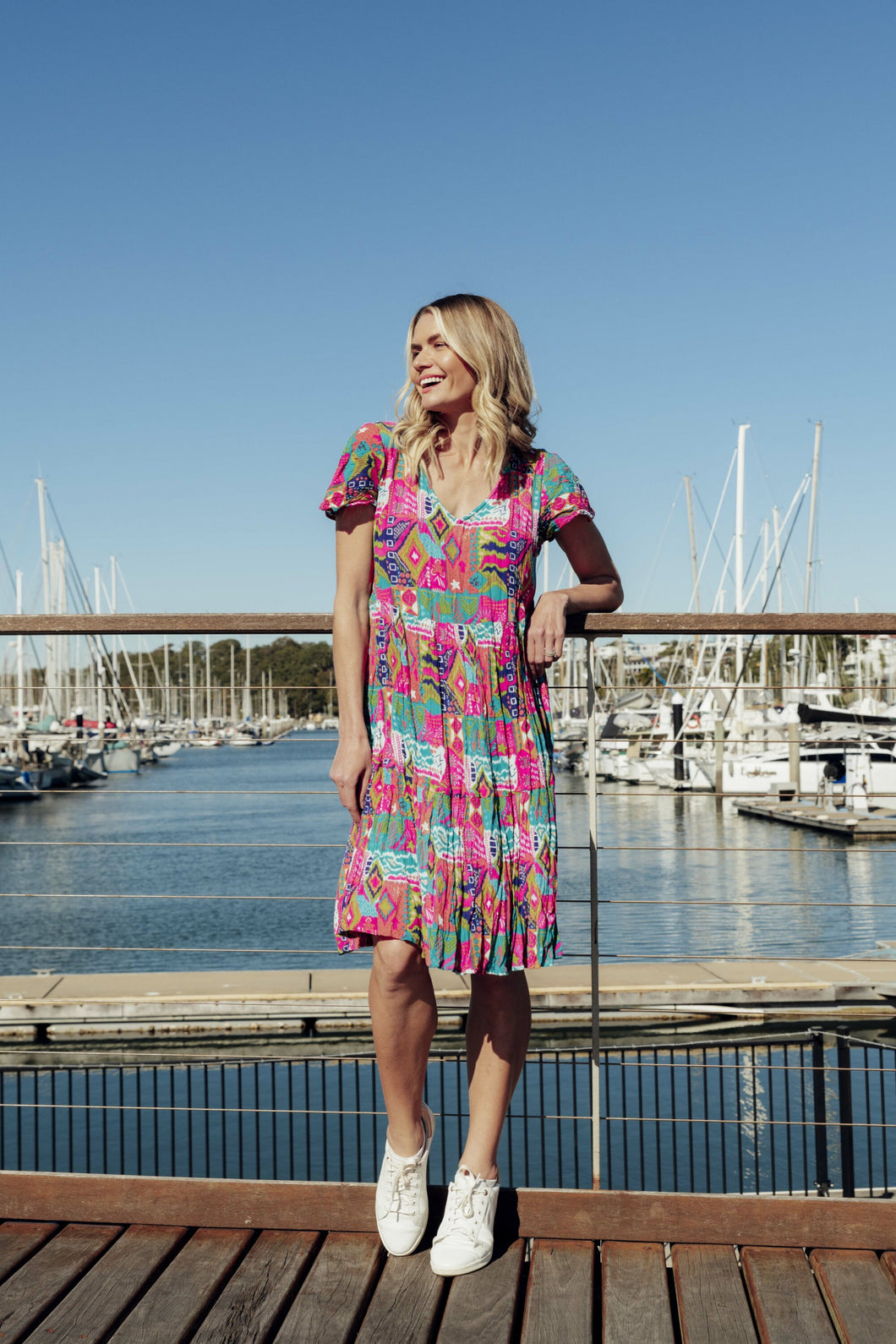 One Summer Rayon Short Sleeve Dress