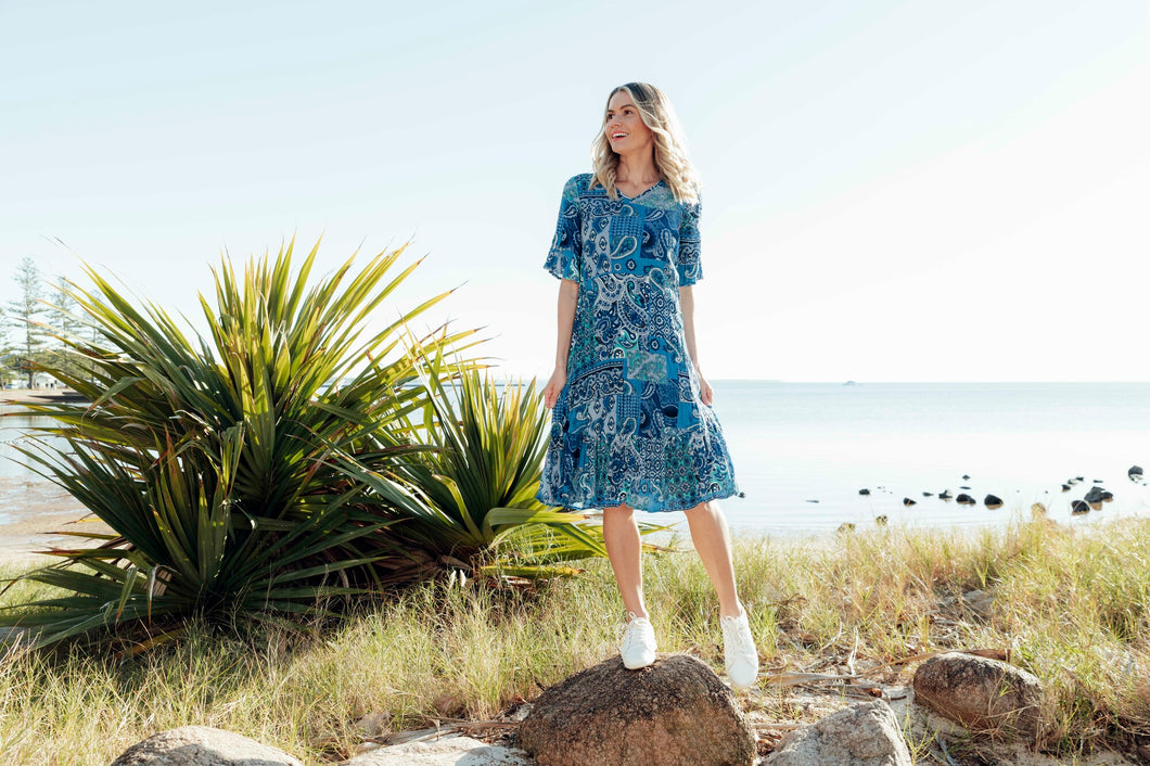 One Summer Rayon Dress with Bell Sleeves