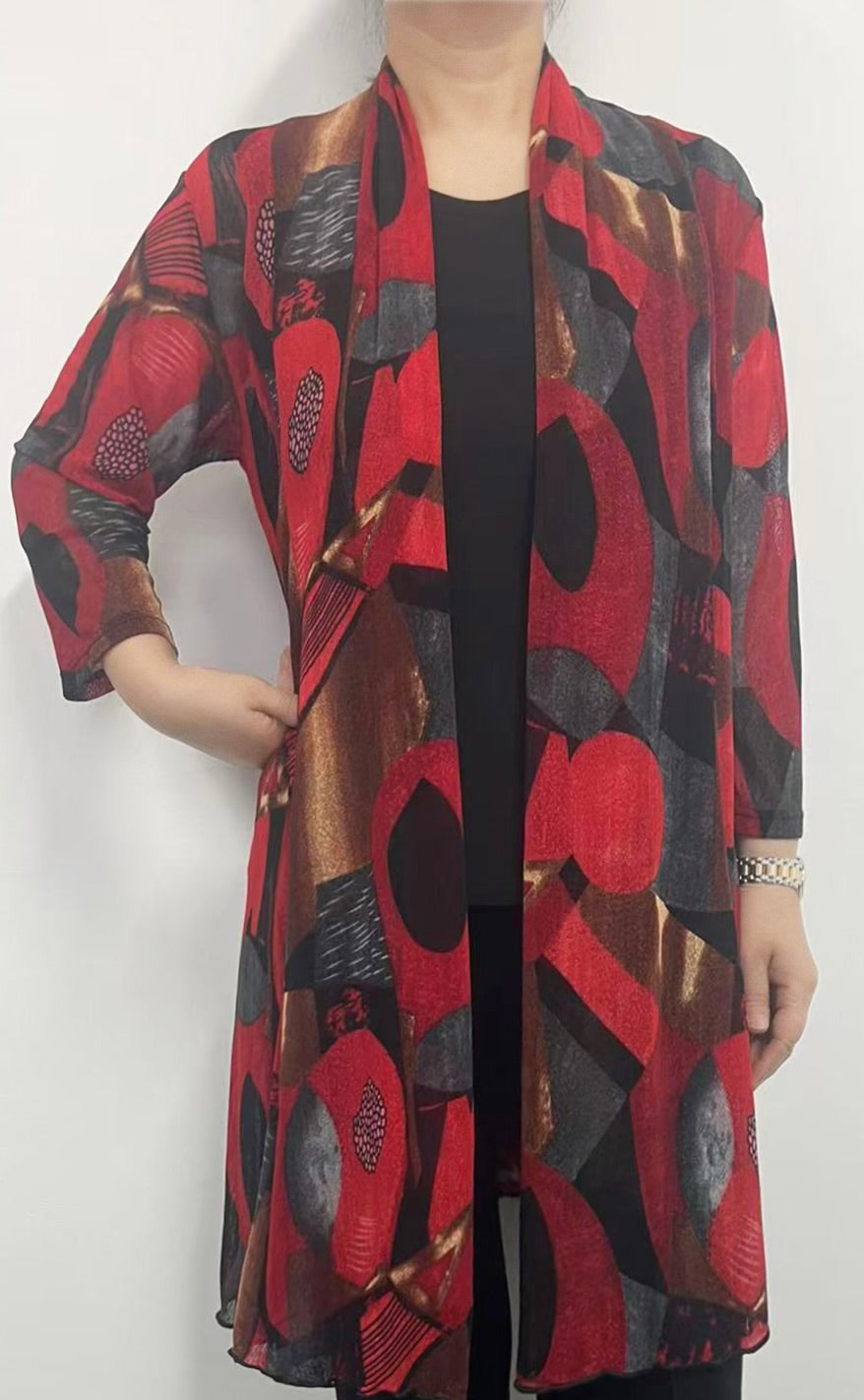 Lightweight Printed Mesh Jacket with Princess Seamlines