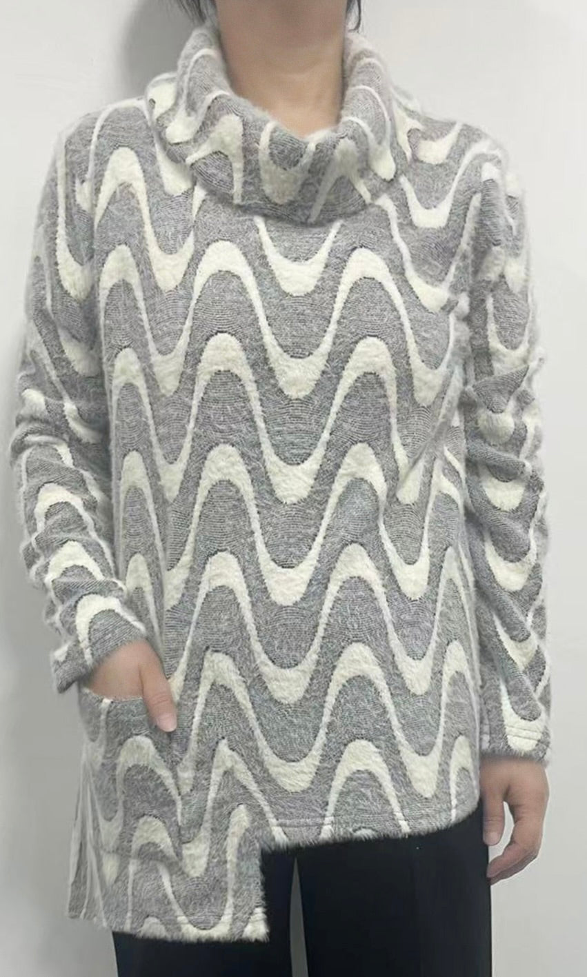Soft and Cozy Tunic with a Cowl Neckline and Asymmetrical Hem