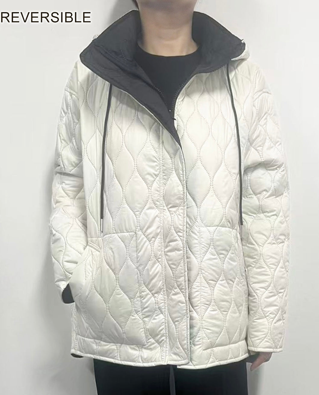 Reversible Puffer Jacket with a Detachable Hood