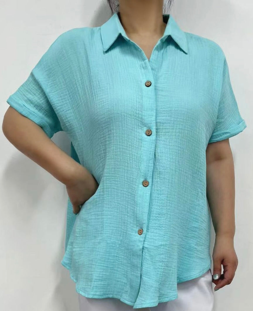 Creations & Periwinkle Cotton Gauze Shirt