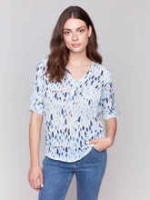 Load image into Gallery viewer, Charlie b Cotton Gauze Half Button Blouse
