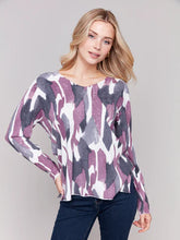 Load image into Gallery viewer, Charlie b Printed V Neck Sweater
