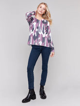 Load image into Gallery viewer, Charlie b Printed V Neck Sweater
