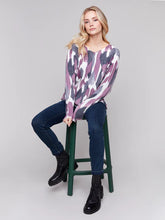 Load image into Gallery viewer, Charlie b Printed V Neck Sweater
