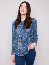 Load image into Gallery viewer, Charle b Printed Round Neck Sweater
