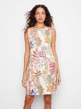 Load image into Gallery viewer, Charlie b Printed Sleeveless Shift Dress with Decorative Side Button Detail
