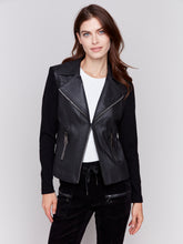 Load image into Gallery viewer, Charlie b Vintage Faux Leather and Rib Knit Combo Perfecto Jacket
