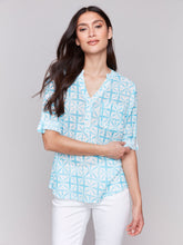 Load image into Gallery viewer, Charlie b Cotton Gauze Half Button Blouse
