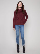 Load image into Gallery viewer, Charlie b Cowl Neck Sweater with Side Slit
