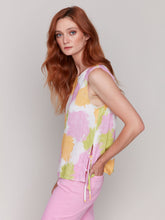 Load image into Gallery viewer, Charlie b Printed Sleeveless Linen Top with Side Ties
