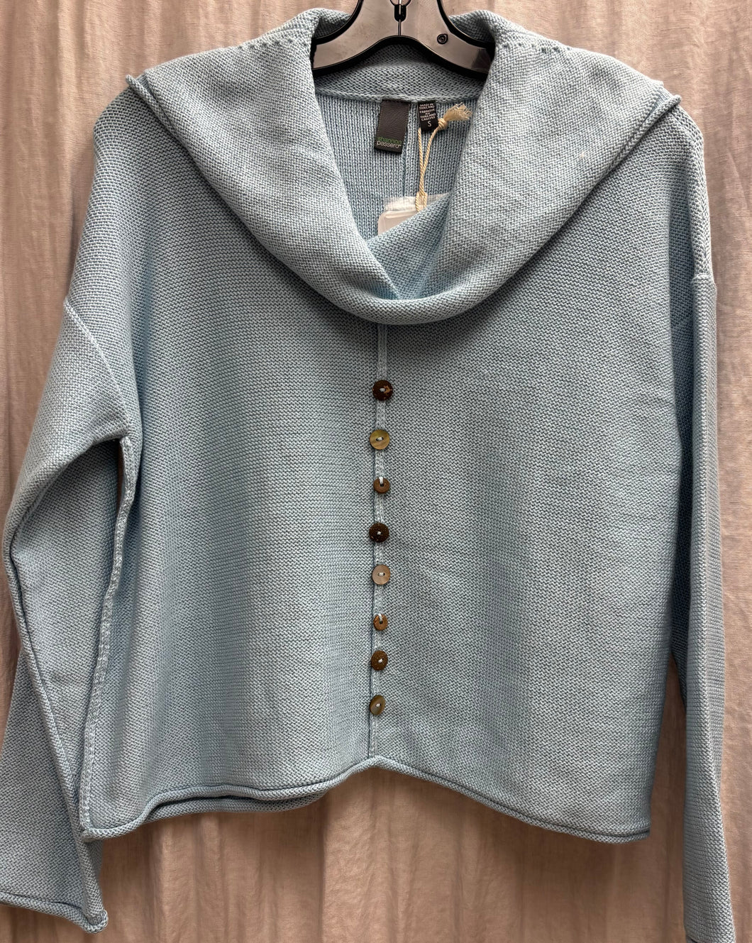 Shannon Passero Haley Pullover with Button Detail and Oversized Cowl Neck