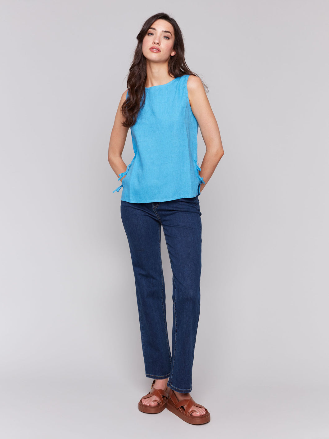 Charlie b Sleeveless Linen Top with Side Ties