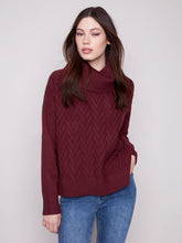 Load image into Gallery viewer, Charlie b Cowl Neck Sweater with Side Slit
