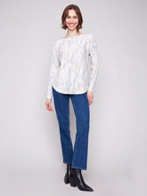 Load image into Gallery viewer, Charle b Printed Round Neck Sweater
