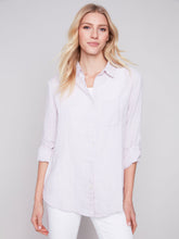 Load image into Gallery viewer, Charlie b Long Linen Shirt with Patch Pocket
