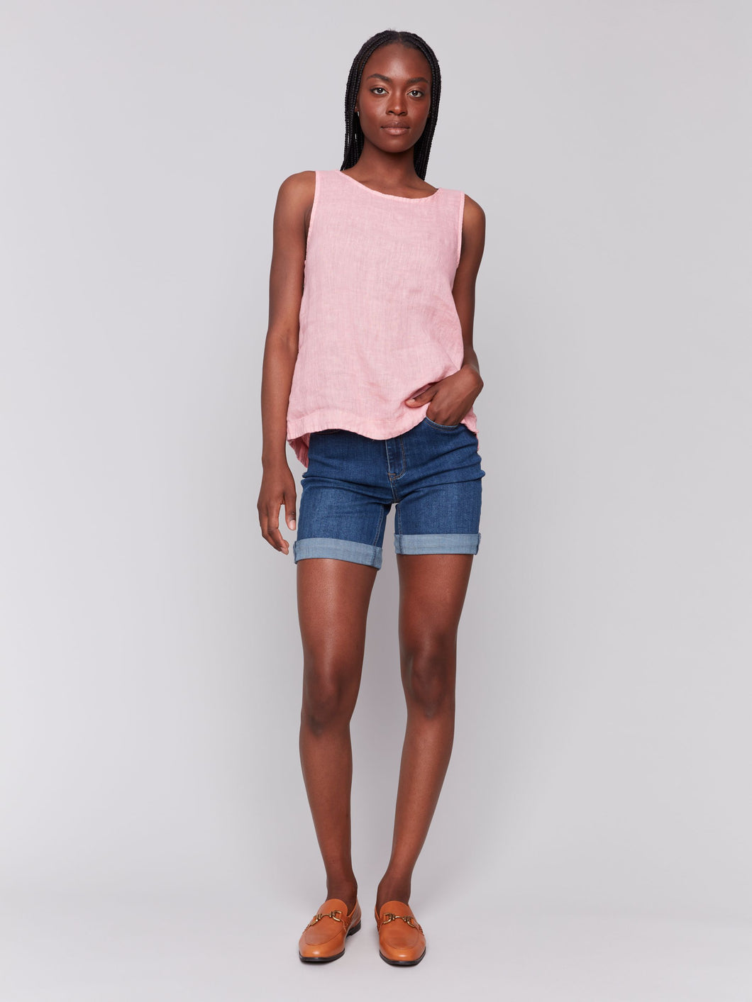 Charlie b Side Button Linen Tank Top