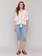 Load image into Gallery viewer, Charlie b Embroidery Front Tie Cotton Blouse
