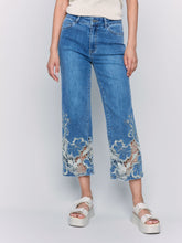 Load image into Gallery viewer, Charlie B Flare Leg Pant with Laser Cut Lace at Bottom
